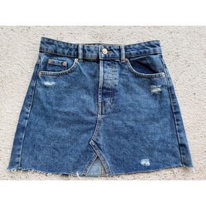 Bershka Denim Distressed‎ Mini Skirt